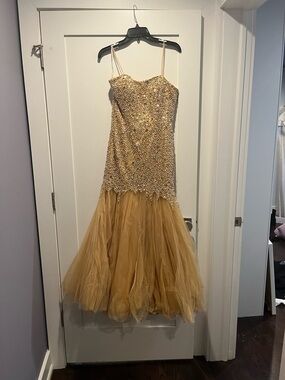Sherri Hill Gold Sequin Mermaid Prom Dress